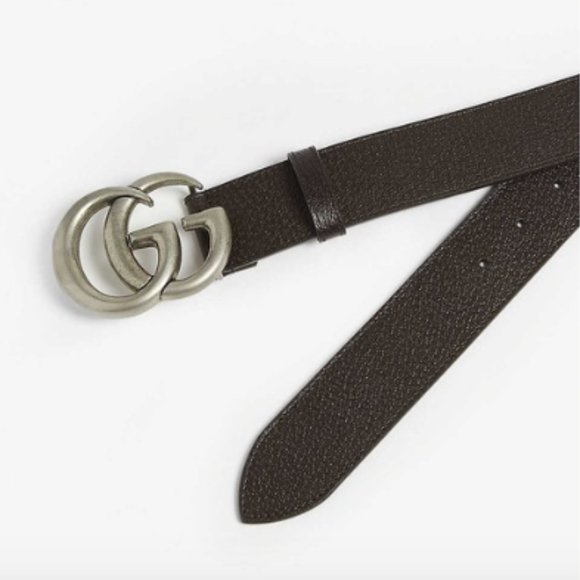 Leather belt with Double G Buckle - Picture 3 of 10